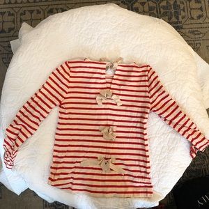 JCrew striped ribbon detail top